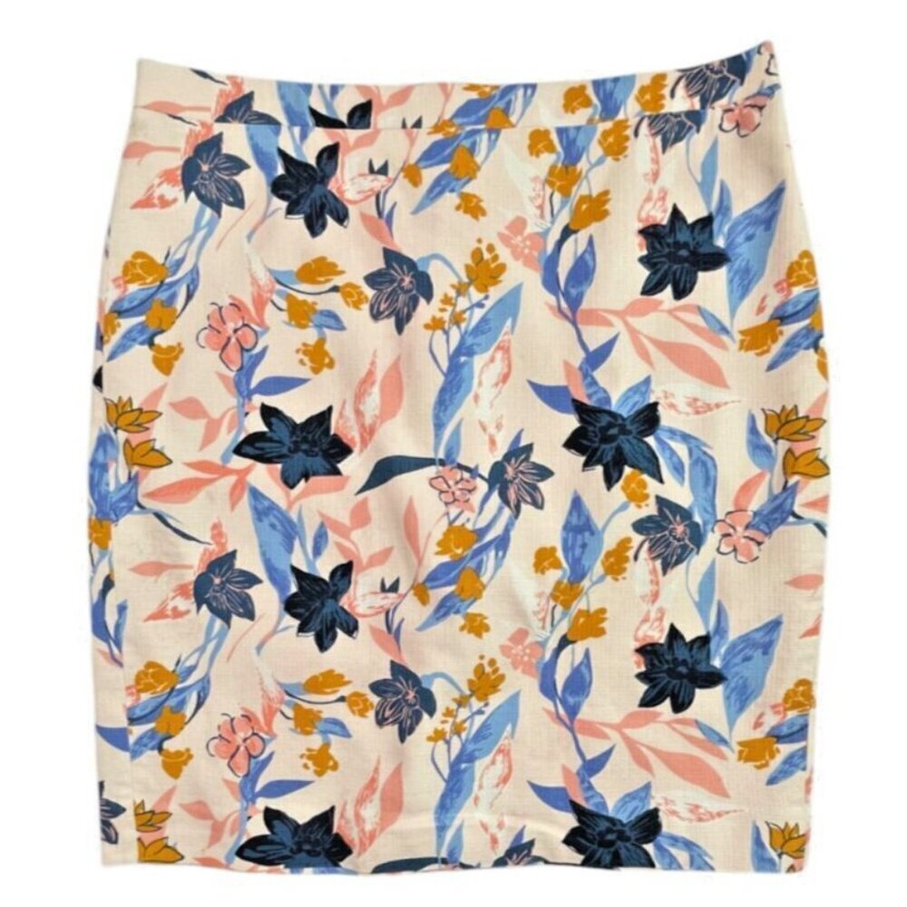 J.Crew Floral Basketweave Pencil Skirt with Back Slit Size 14